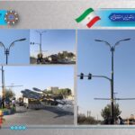 سومین مرحله از نصب پایه چراغ‌های روشنایی بلوار امام خمینی (ره) در شهر حسن‌آباد