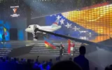 به آتش کشاندن پرچم آذربایجان در مسابقات وزنه‌برداری اروپا+فیلم