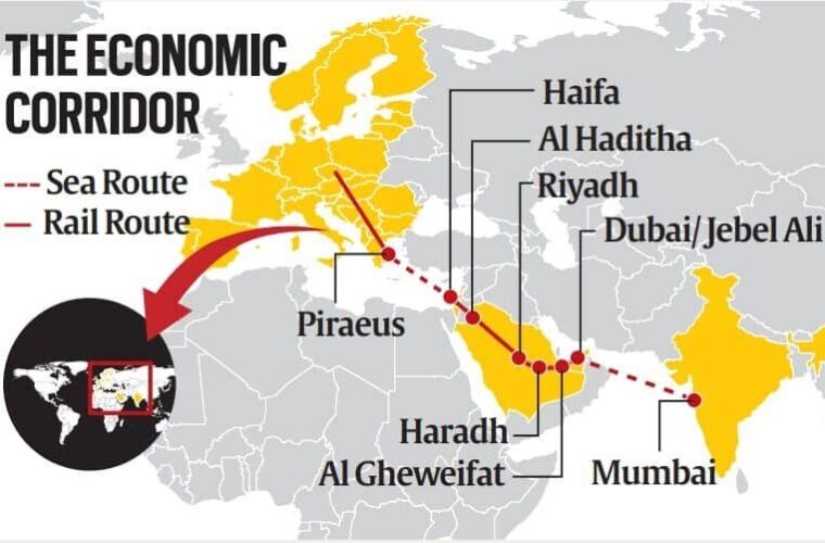 طرح مبهم کریدور ریلی-دریایی برای اتصال هند به خاورمیانه و اروپا