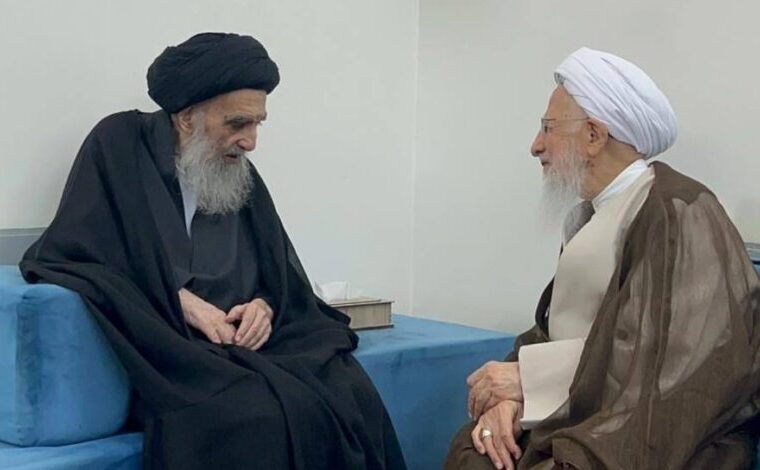 وحدت حوزه علمیه قم و نجف؛ تأکید مشترک آیتالله سیستانی و آیتالله جوادی آملی وحدت حوزه علمیه قم و نجف؛ تأکید مشترک آیتالله سیستانی و آیتالله جوادی آملی