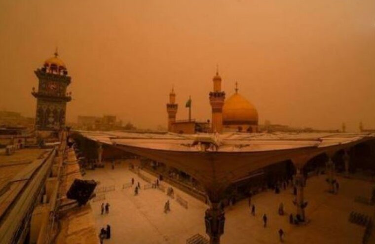 گرد و غبار گسترده یک‌سوم عراق را فرا گرفت؛ کاهش شدید دید افقی در شهرهای زیارتی نجف و کربلا
